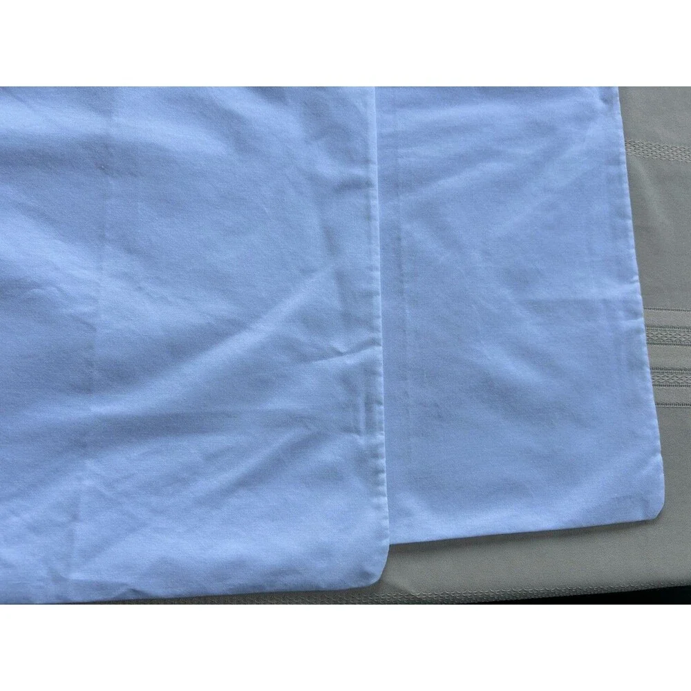 Vintage Cross Stitch Pillowcases Hand Embroidered Butterfly White 2 Pr Cottage